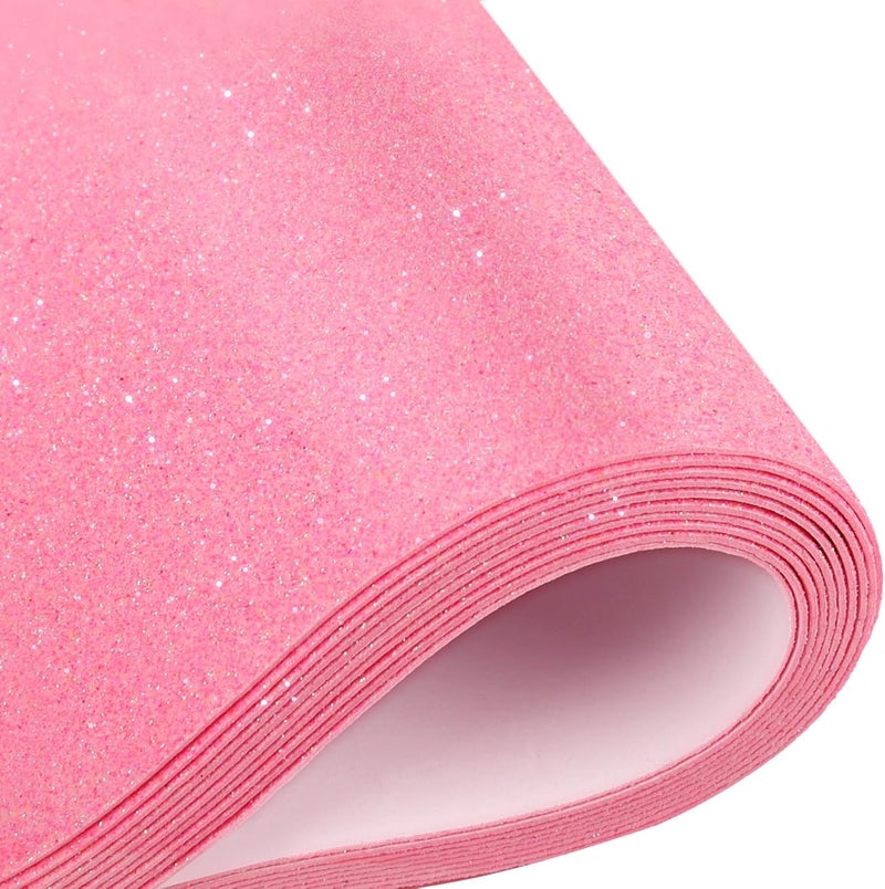 Mluchee 10 Sheets Glitter Paper Sheet for Crafts, A4 Cardstock Paper Self-adhesive Paper for New Year Thanksgiving Christmas Decor, Construction Scrapbook Decoration (Pink) - Image 1